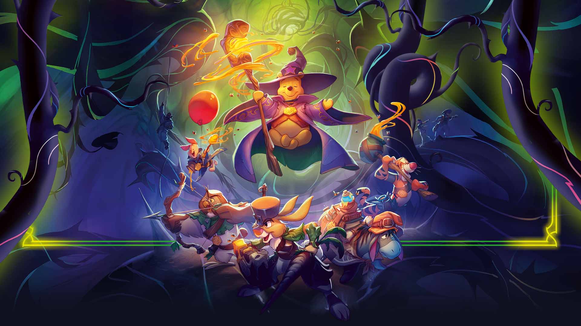 Illumineer’s Quest: The Great Hunny Rescue official key art — Winnie the Pooh characters against the Vine