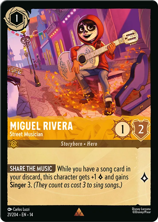 Miguel Rivera – Street Musician, a revealed Hyperia City card