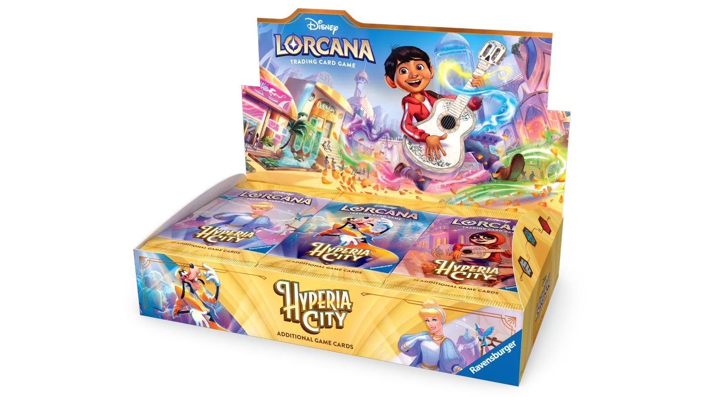 Hyperia City booster display box and booster packs official product image