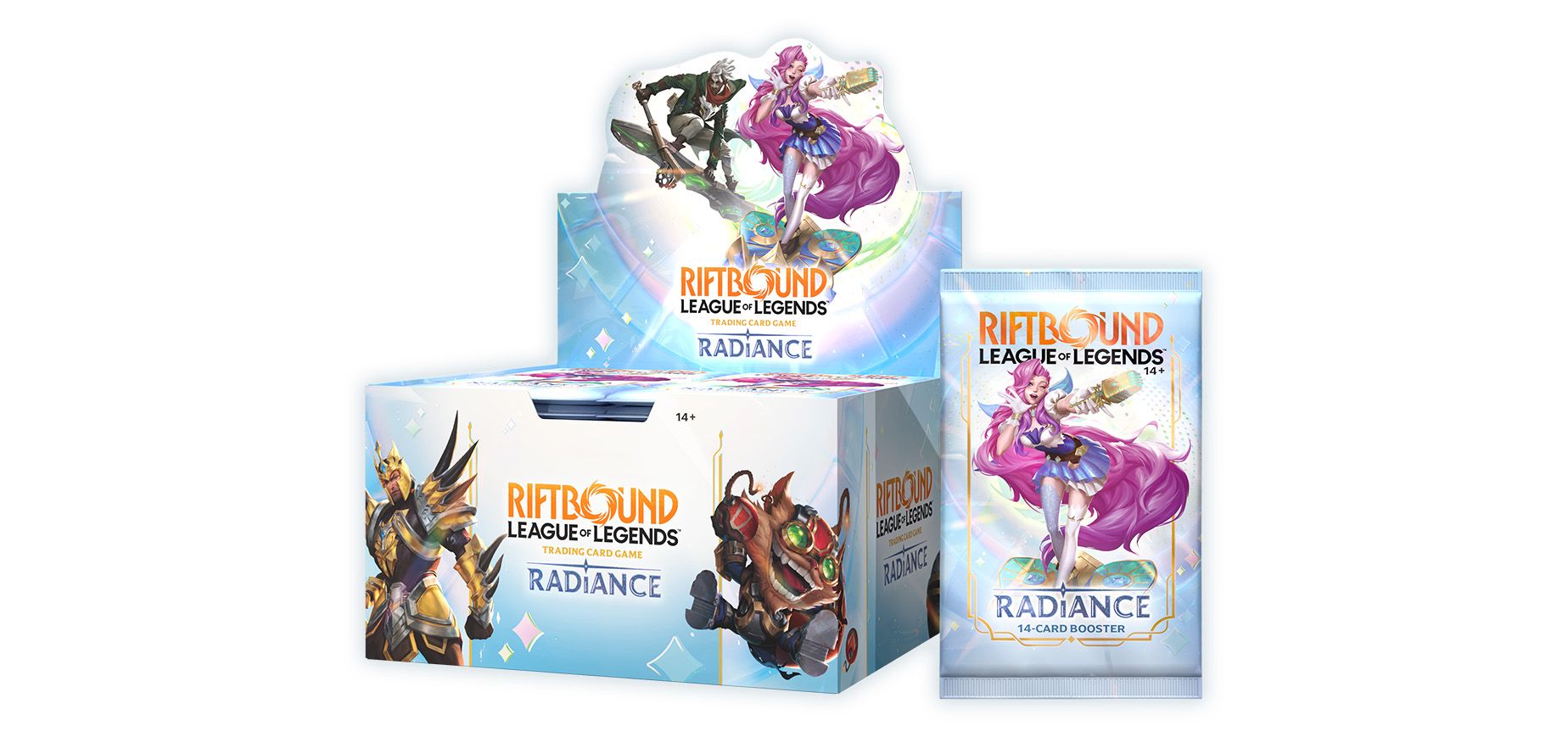 Radiance product lineup — boosters, displays, Showdown Decks and Vault Bundle